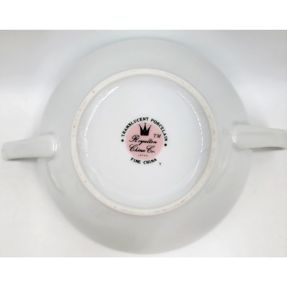 Royalton Fine China Creamer & Sugar Bowl Set Gold Trim Translucent Porcelain - Picture 16 of 16